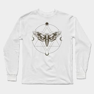 Moth Dead Head and circle of a phase of the moon. Long Sleeve T-Shirt